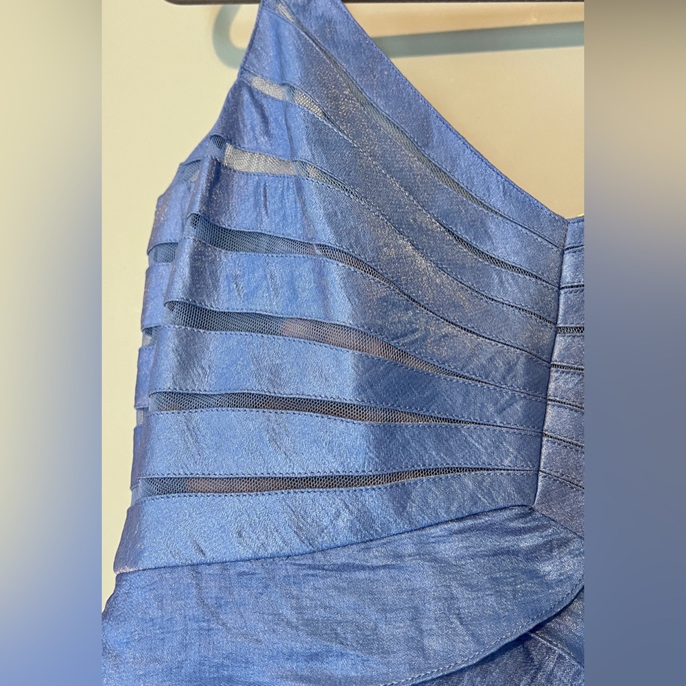 Adrianna Pappell Occations Tiered‎ Cocktail Dress Shimmer Dusty Blue Size 12 - Picture 8 of 9